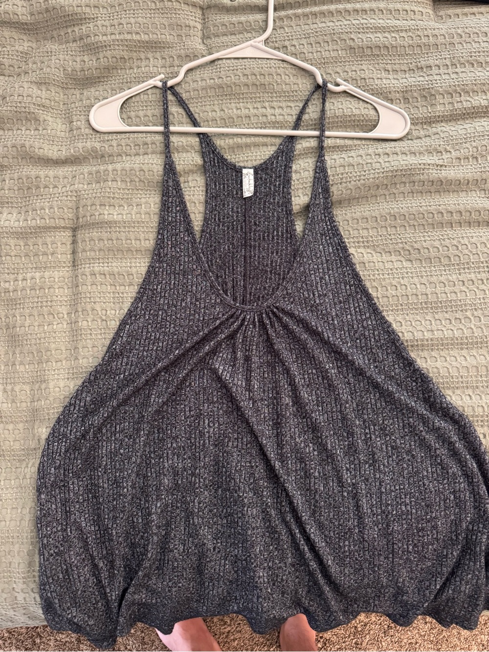 Free People Charcoal Gray Ribbed Top